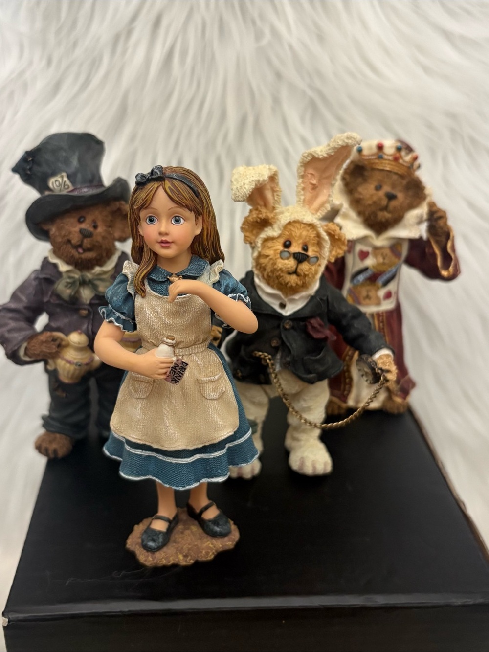 Set of 4 Boyds Bears Jointed Alice in Wonderland Resin Figurines